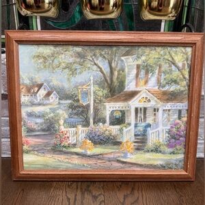 Vintage Cottage Core Framed “Harbor View Inn” Canvas